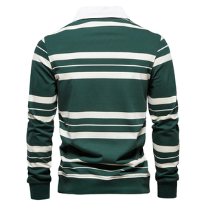 เสื้อโปโลแขนยาวลายทาง – เสื้อผ้าลำลองระบายอากาศได้ดี – รับผลิตโลโก้ตามสั่ง (OEM) - Product Image 3