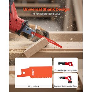 Confezione da 25 Lame per Sega a Gattuccio Bimetalliche 6/12 TPI, Gambo Universale, Denti Affilati per Taglio Rapido - Product Image 4