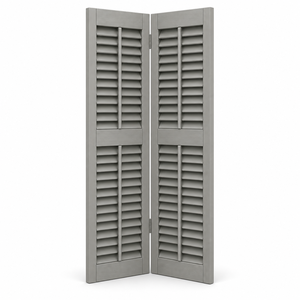 Volets en bois massif gris, panneaux de fenêtre à lamelles traditionnels pour la maison et le bureau - Product Image 3