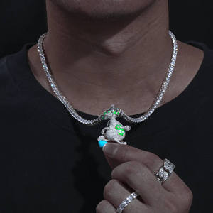 Cartoon Money Bag Pendant With Green Dollar Sign Full Pave Moissanite Charm D Color Moissanite Jewelry Factory - Product Image 5