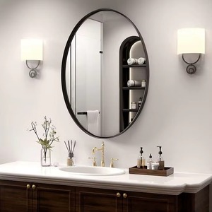 Modern <b>Round</b> Wall <b>Mirror</b> With Slim <b>Black</b> Metal Frame Decorative Bathroom Vanity <b>Mirror</b> for Bedroom Living Room From REHMAN CRAFT - Product Image 5