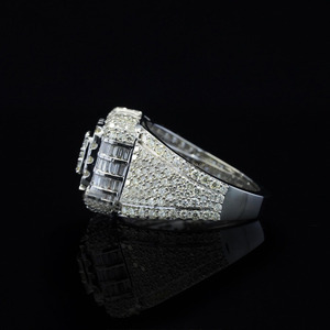 Luxury Women's 18K Gold Moissanite Cocktail <b>Ring</b> Geometric Baguette Pave Setting Engagement <b>Statement</b> Jewelry - Product Image 3