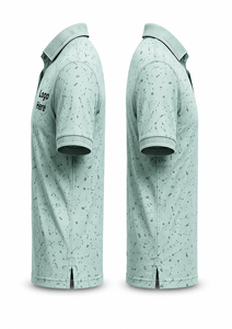 Chemise de golf pour homme en coton 100% vert clair, à manches courtes, tricotée, respirante, design décontracté, logo placé sur le devant - Product Image 4