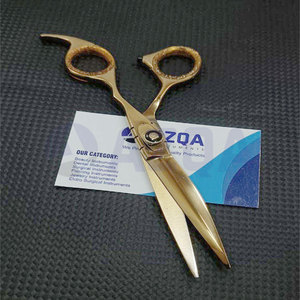 Ciseaux de coiffure en acier inoxydable plaqué or avec lames affûtées pour usage professionnel en salon et en toilettage - Product Image 2