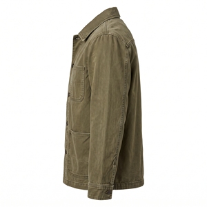 Veste de travail décontractée en jean délavé pour homme, collection automne, style utilitaire, OEM ODM, vente en gros, personnalisation du logo, faible MOQ - Product Image 2