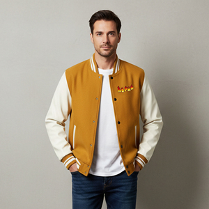 Nouvelle arrivée, veste varsity en laine de haute qualité, 100% laine, longue, en toile, bicolore, hiver, homme, logo imprimé DTF personnalisé, doublure en laine - Product Image 4