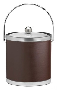 Seau à glace en acier inoxydable brossé avec couvercle, bac à boissons rond avec poignées - Product Image 6