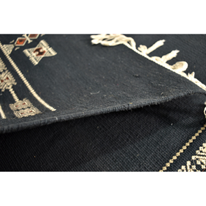 Tapis d'appoint tribal berbère tissé à la main, motif géométrique noir, crème, terre cuite, en coton, à franges, à poils ras, style bohème, pour décoration de salon - Product Image 5