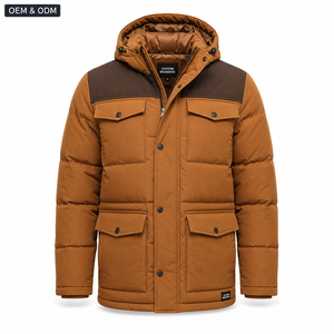 Parka matelassée à capuche pour homme, personnalisable, imperméable, en polyester, veste d'hiver standard, couleur unie, fermeture éclair, décontractée, pour l'extérieur - Product Image 1