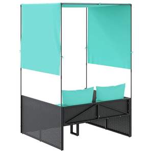 Tumbona Doble de Ratán Sintético Negro para Patio, con Estructura de Acero con Recubrimiento en Polvo - Product Image 5