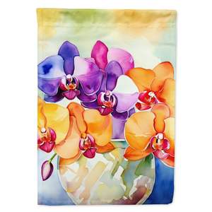 Orchids Watercolor Large House <b>Flag</b> Multicolor Porch Sleeve <b>Pole</b> Decorative Yard Banner Wall Hanging Polyester Artwork - Product Image 1