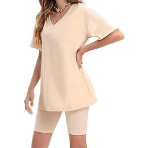 Conjuntos de Verano de Algodón para Mujer, Camiseta y Pantalones Cortos, Conjunto de Dos Piezas, Pantalones Cortos Deportivos Lisos para Mujer, Pantalones Cortos Personalizados para Mujer 2026 - Product Image 2