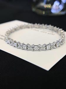 Elegant Fashion Solid <b>White</b> Gold Tennis <b>Bracelet</b> Princess Cut an Marquise Cut Moissanite <b>Bracelet</b> Classic Style Claw Setting - Product Image 1