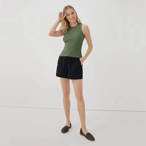 Camiseta sin mangas de punto de color sólido para mujer, cuello redondo, transpirable, informal, diseño y estampado personalizados, precio bajo - Product Image 6