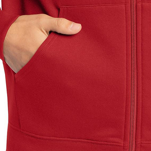 <b>Men's</b> <b>Red</b> Hooded Zip-Up <b>Sweatshirt</b> Regular Fit Casual Autumn Wear 100% Cotton Fleece Knitted Solid Color - Product Image 4