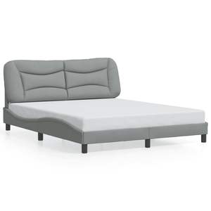 Cadre de lit Hvar en tissu gris clair 59,8''x79,9'' sans matelas, lits rembourrés - Product Image 2