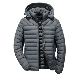 High Quality Custom Men's Fleece <b>Puffer</b> Summer <b>Jacket</b> Long <b>Thin</b> Front Zipper Closure Logo Decoration OEM Dropshipping - Product Image 4