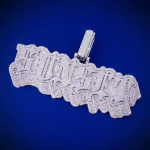 Custom Hip Hop Jewelry Custom Moissanite Letter <b>Pendant</b> 925 <b>Silver</b> Double Letter <b>Pendant</b> Iced Out <b>Initial</b> Name <b>Pendant</b> Charms - Product Image 5