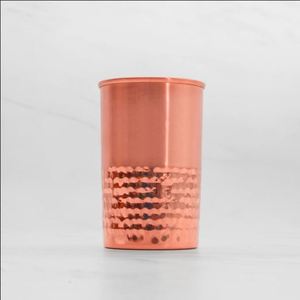 Pure Copper Double Wall Eco-Friendly Vintage Hammered Glass Lacquered Tumbler <b>Straw</b> Handle for Shine Protection Traditional Look - Product Image 1