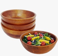 Grand saladier rond en bois élégant, plat de service polyvalent pour salade de fruits, restauration et table à manger à prix réduit
