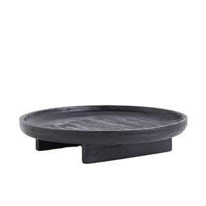 Bandeja redonda de madera para servir con soporte, bandeja de exhibición moderna negra con base elevada, bandeja decorativa para mesa, elegante vajilla para servir. - Product Image 1