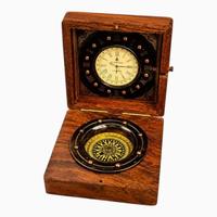 Boussole en laiton antique avec cadran plaqué or, forme irrégulière, objet de collection artistique, horloge décorative, style européen, design personnalisable