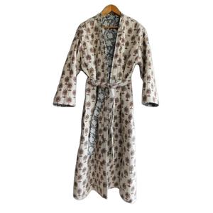 Albornoz acolchado suave, ropa de dormir con estampado de bloques, chaqueta kimono larga, camisón largo, traje de baño, ropa de playa, albornoz de algodón - Product Image 1