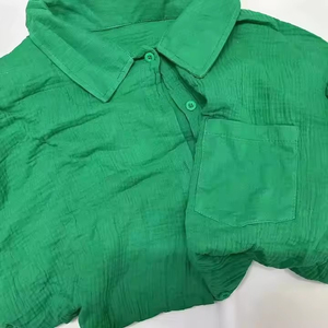 Conjunto de Dos Piezas Oxford Rosa Sólido para Mujer, Corte Holgado, Cierre de Botones, Traje Casual de Verano con Cuello Camisero y Tres Bolsillos - Product Image 2
