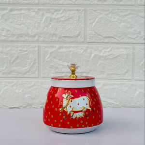 Tarro metálico Pichwai para frutos secos, elegante set de regalo - Product Image 1