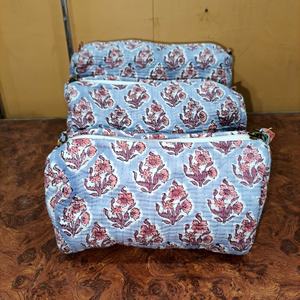 Juego de 3 Piezas de Bolsas de Algodón con Cierre de Cremallera, Ecológicas, Resistentes al Agua, para Niña, Diseño Acolchado con Estampado Floral, Rectangulares, de Gran Capacidad - Product Image 4