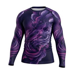 Rashguard de compression à manches longues pour hommes, anti-transpiration, marque privée, pour les marques et les salles de sport de MMA - Product Image 2