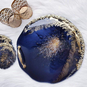 Plateau en résine unique, plateau de restaurant en agate de qualité supérieure, plateau de bar antique en résine de qualité supérieure - Product Image 4