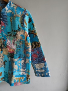 Quilted <b>Patchwork</b> <b>Jacket</b> Women's Mandarin Collar Full Sleeve Cotton Autumn Style Regular Length Patch Designs - Product Image 3