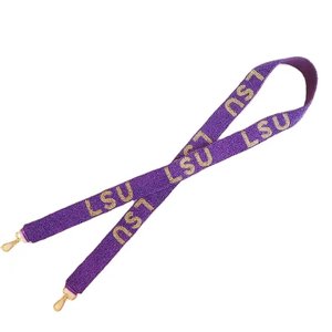 LSU Purple Webbing <b>Strap</b> With Raised Gold Text Fashion Adjustable Bag Accessory - Product Image 1