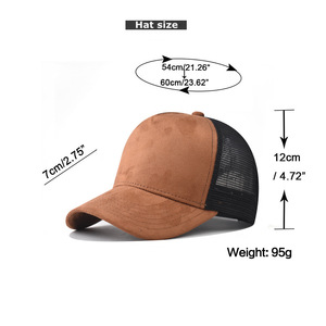 Good Material Suede 5 Panel Mesh Trucker <b>Hats</b> Custom Embroidery Logo Two Tone Curved Blank Suede Trucker <b>Hats</b> - Product Image 4