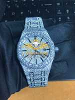 Montre Moissanite Iced Out avec bracelet en acier inoxydable, étanche, pour homme, bijoux vintage tendance