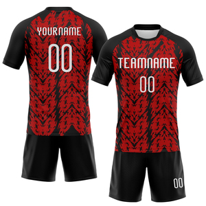 Maillot de volley-ball personnalisé rouge, blanc et noir, forme abstraite, sublimation, séchage rapide, respirant, léger, kit d'équipe pour adulte - Product Image 1