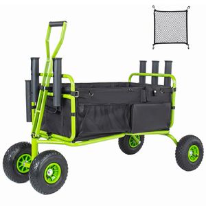 Carrello da Pesca All-Terrain 9.85 per Carichi Pesanti, Carrello da Spiaggia con Portacanne e Portaombrelli, Carrello Pieghevole da Giardino e Campeggio - Product Image 1