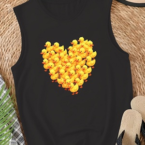 Chaleco de patos de dibujos animados en forma de corazón informal para mujer tejido de punto - Product Image 4