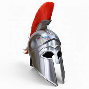 Casco Corintio Metálico Electrochapado Pulido Hecho a Mano con Pluma Roja, Armadura Medieval, Disfraz Moderno de Navidad Tanishka - Product Image 6