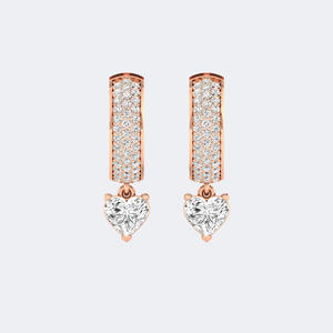 Boucles d'oreilles pendantes Huggie pavées de diamants ronds et en forme de cœur de 1,50 carat avec accents sertis à griffes - Product Image 3
