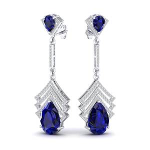 REYES Joyería Clásica y Moderna, Pendientes de Oro de 14K con Moissanita, Corte Pera, Zafiro Azul, Joyería de Boda, Regalo para Mujer - Product Image 5