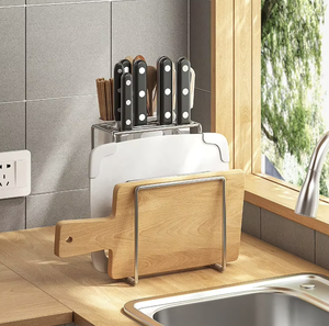 Support mural double niveau en acier inoxydable pour couteaux de cuisine et baguettes, organisateur de rangement OEM/ODM Vietnam - Product Image 1