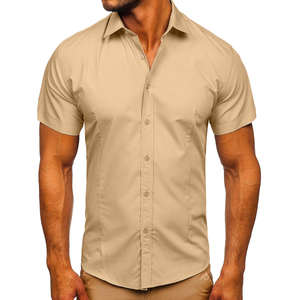Chemise 100% Coton pour Homme, Couleur Unie, Haute Qualité, Manches Courtes, Vente en Gros, Prix Abordable, Tendance, Décontractée, Formelle, Affaires, Marque - Product Image 3
