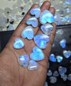 Blue Moonstone Cabochon High Quality Natural Loose Gemstone Heart Size Shape Lot <b>Rainbow</b> Power High-Potency for Jewellery <b>Light</b> - Product Image 5