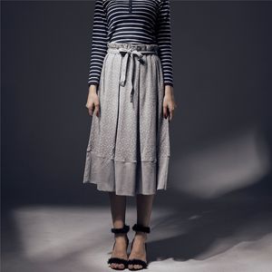 ODM Falda larga de lunares de cintura elástica de punto para mujer - Product Image 4