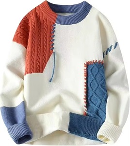 Pull pour homme, style décontracté, tissu doux, confortable, respirant, mélange de coton, doublure en laine, tricot, usine de vêtements OEM - Product Image 1