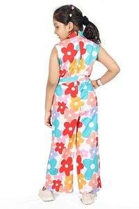 Mono sin mangas con estampado floral y tirantes finos para niñas, cuello vuelto, largo hasta el tobillo, de poliéster transpirable, estilo bohemio - Product Image 2