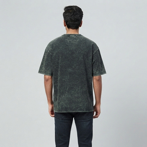 Camiseta de hombre de material Stone Wash, de verano, 250 GSM, estilo vintage con lavado ácido, manga corta, corte oversize y holgado, con hombros caídos - Product Image 2