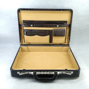 Croco Leather Men's Briefcase <b>Laptop</b> Sleeve Bag Lady Handbag Attache Travel Suitcase Italian <b>Locks</b> Casual Luxury Design Branded - Product Image 2